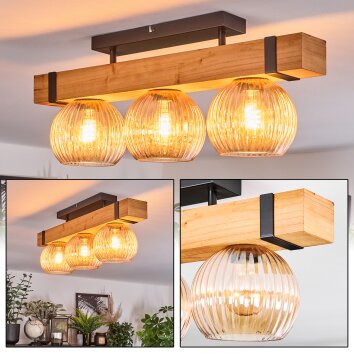 Sernadelo Plafondlamp, Kogellampje Natuurlijke kleuren, Zwart, 3-lichts