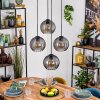 Koyoto Hanglamp, Kogellampje, Hanglamp Rookkleurig, 4-lichts