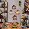 Koyoto Hanglamp, Kogellampje, Hanglamp Amber, Duidelijk, Rookkleurig, 4-lichts