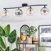 Koyoto Plafondlamp, Kogellampje Amber, Duidelijk, Rookkleurig, 4-lichts