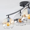 Koyoto Plafondlamp, Kogellampje Amber, Duidelijk, Rookkleurig, 4-lichts