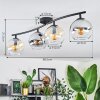 Koyoto Plafondlamp, Kogellampje Amber, Duidelijk, Rookkleurig, 4-lichts