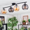 Koyoto Plafondlamp, Kogellampje Amber, Rookkleurig, 4-lichts