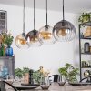 Koyoto Hanglamp, Kogellampje, Hanglamp Amber, Duidelijk, Rookkleurig, 4-lichts
