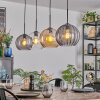 Koyoto Hanglamp, Kogellampje, Hanglamp Amber, Duidelijk, Rookkleurig, 4-lichts