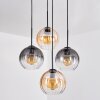Koyoto Hanglamp, Kogellampje, Hanglamp Amber, Duidelijk, Rookkleurig, 4-lichts