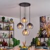 Koyoto Hanglamp, Kogellampje, Hanglamp Amber, Duidelijk, Rookkleurig, 4-lichts