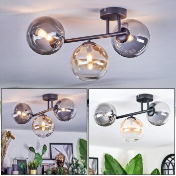 Chehalis Plafondlamp, Kogellampje Amber, Duidelijk, Rookkleurig, 3-lichts
