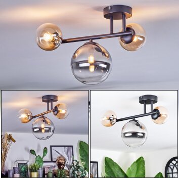 Chehalis Plafondlamp, Kogellampje Amber, Duidelijk, Rookkleurig, 3-lichts