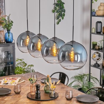 Koyoto Hanglamp, Kogellampje, Hanglamp Blauw, Duidelijk, 4-lichts