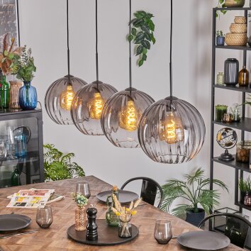 Koyoto Hanglamp, Kogellampje, Hanglamp Duidelijk, Rookkleurig, 4-lichts