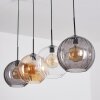 Koyoto Hanglamp, Kogellampje, Hanglamp Amber, Duidelijk, Rookkleurig, 4-lichts