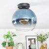 Koyoto Plafondlamp, Kogellampje 25 cm Blauw, Duidelijk, 1-licht