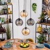 Koyoto Hanglamp, Kogellampje, Hanglamp 35 cm Amber, Rookkleurig, 4-lichts