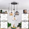 Koyoto Hanglamp, Kogellampje, Hanglamp Amber, Duidelijk, Rookkleurig, 4-lichts