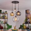 Koyoto Hanglamp, Kogellampje, Hanglamp Amber, Duidelijk, Rookkleurig, 4-lichts