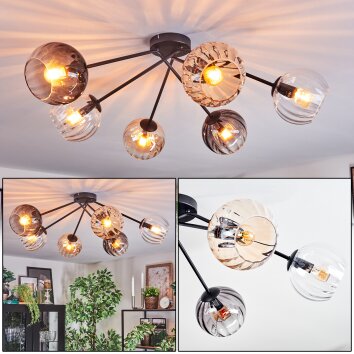 Koyoto Plafondlamp, Kogellampje 77.5 cm Amber, Duidelijk, Rookkleurig, 6-lichts