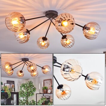 Koyoto Plafondlamp, Kogellampje 77.5 cm Amber, Duidelijk, 6-lichts