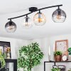 Koyoto Plafondlamp, Kogellampje Amber, Duidelijk, Rookkleurig, 4-lichts