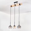 Koyoto Hanglamp, Kogellampje, Hanglamp Natuurlijke kleuren, Zwart, 3-lichts