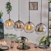 Koyoto Hanglamp, Kogellampje, Hanglamp Amber, Duidelijk, Rookkleurig, 4-lichts