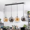 Koyoto Hanglamp, Kogellampje, Hanglamp Amber, Chroom, Rookkleurig, 4-lichts