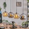 Koyoto Hanglamp, Kogellampje, Hanglamp Amber, Chroom, Rookkleurig, 4-lichts