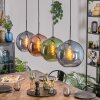 Koyoto Hanglamp, Kogellampje, Hanglamp Blauw, Groen, Koperkleurig, 4-lichts
