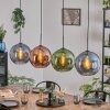 Koyoto Hanglamp, Kogellampje, Hanglamp Blauw, Groen, Koperkleurig, 4-lichts