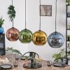 Koyoto Hanglamp, Kogellampje, Hanglamp Blauw, Goud, Groen, Koperkleurig, 4-lichts