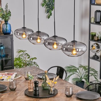 Mertola Hanglamp, Hanglamp Duidelijk, Rookkleurig, 4-lichts