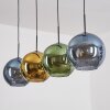 Koyoto Hanglamp, Kogellampje, Hanglamp Blauw, Goud, Groen, 4-lichts