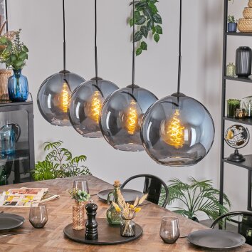 Koyoto Hanglamp, Kogellampje, Hanglamp Blauw, 4-lichts