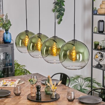 Koyoto Hanglamp, Kogellampje, Hanglamp Groen, Duidelijk, 4-lichts