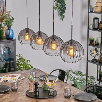 Koyoto Hanglamp, Kogellampje, Hanglamp Duidelijk, Rookkleurig, 4-lichts