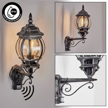 Lentua Wandlamp voor buiten, Wandlamp Zwart, Zilver, 1-licht, Bewegingsmelder