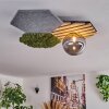 Minor Plafondlamp, Kogellampje Groen, houtlook, Zwart, 1-licht