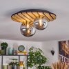 Venok Plafondlamp, Kogellampje houtlook, Zwart, 2-lichts