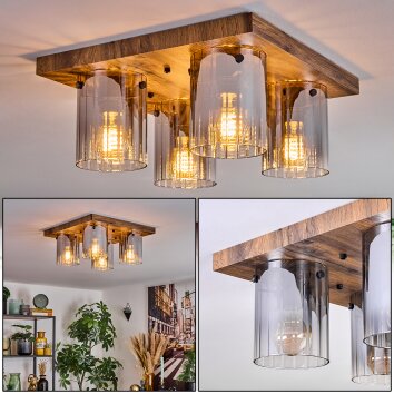 Donar Plafondlamp houtlook, 4-lichts