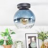 Koyoto Plafondlamp, Kogellampje 20 cm Blauw, Duidelijk, 1-licht