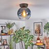 Koyoto Plafondlamp, Kogellampje 20 cm Blauw, Duidelijk, 1-licht
