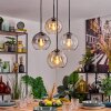 Koyoto Hanglamp, Kogellampje, Hanglamp Amber, Duidelijk, Rookkleurig, 4-lichts