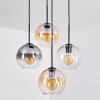 Koyoto Hanglamp, Kogellampje, Hanglamp Amber, Duidelijk, Rookkleurig, 4-lichts