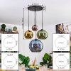 Koyoto Hanglamp, Kogellampje, Hanglamp 35 cm Blauw, Goud, Groen, Koperkleurig, 4-lichts