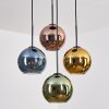 Koyoto Hanglamp, Kogellampje, Hanglamp Blauw, Goud, Groen, Koperkleurig, 4-lichts