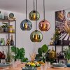 Koyoto Hanglamp, Kogellampje, Hanglamp Blauw, Groen, Koperkleurig, 4-lichts
