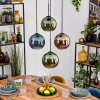 Koyoto Hanglamp, Kogellampje, Hanglamp Blauw, Groen, Koperkleurig, 4-lichts