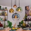 Koyoto Hanglamp, Kogellampje, Hanglamp Blauw, Goud, Groen, Duidelijk, Koperkleurig, 4-lichts