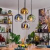 Koyoto Hanglamp, Kogellampje, Hanglamp Blauw, Chroom, Goud, Groen, Duidelijk, Rookkleurig, 4-lichts