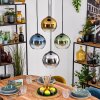 Koyoto Hanglamp, Kogellampje, Hanglamp Blauw, Chroom, Goud, Groen, Duidelijk, Rookkleurig, 4-lichts